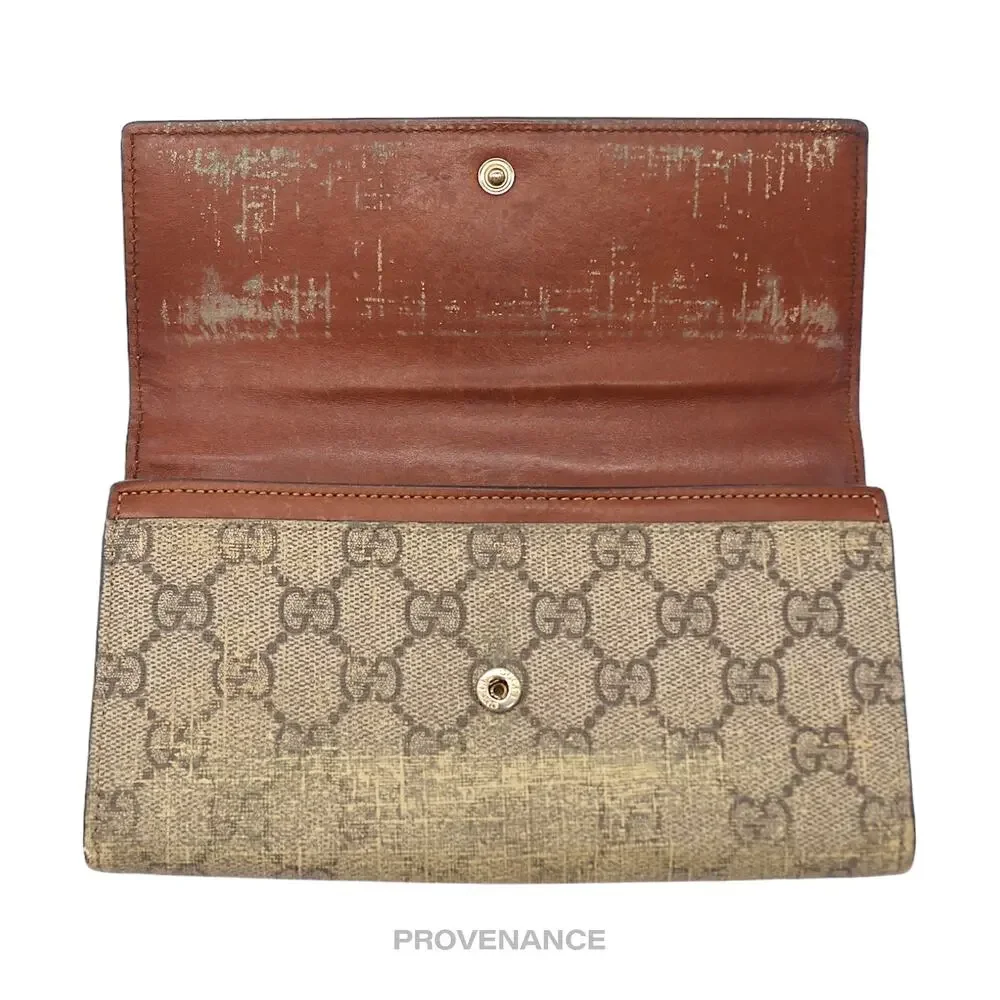 🔴 Gucci Snap Long Wallet - GG Supreme Brown - Picture 5 of 11
